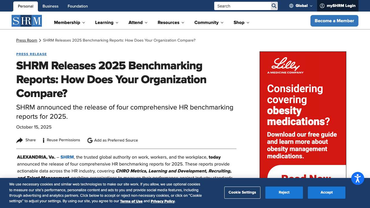 SHRM - 2025 Benchmarking Reports preview